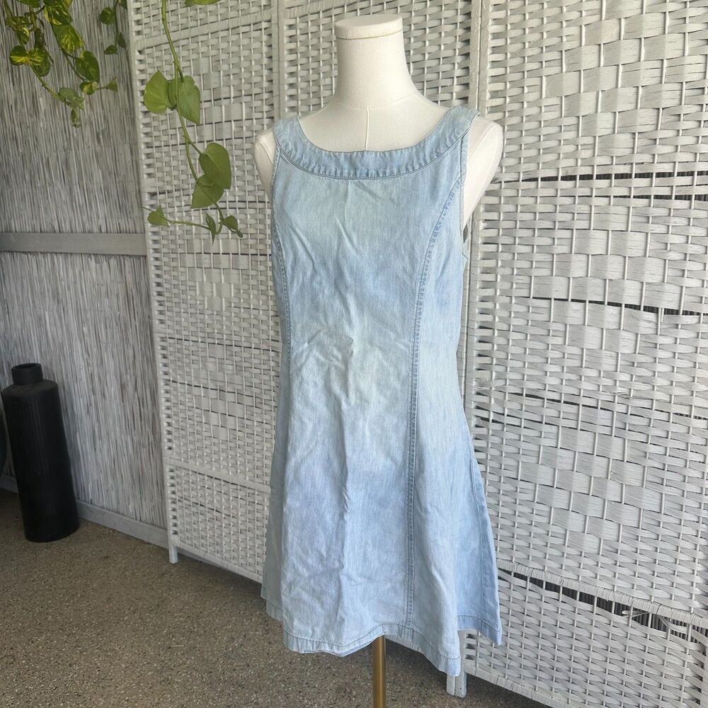 Vintage Y2k Bongo by Gene Montesano Denim Jean Dress Women's 13 Light Wash